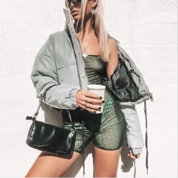 women autumn winter punk warm jacket long sleeve hooded reflecting light 2019 fashion new thick warm down parka, Black
women autumn winter punk warm jacket long sleeve hooded reflecting light 2019 fashion new thick warm down parka, Black
