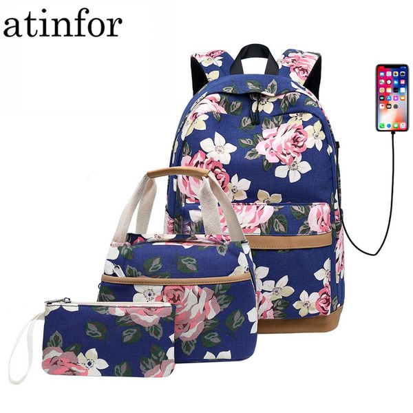 atinfor 3pcs/set women's flower print backpack usb charging port school backpacks student casual bookbag
atinfor 3pcs/set women's flower print backpack usb charging port school backpacks student casual bookbag