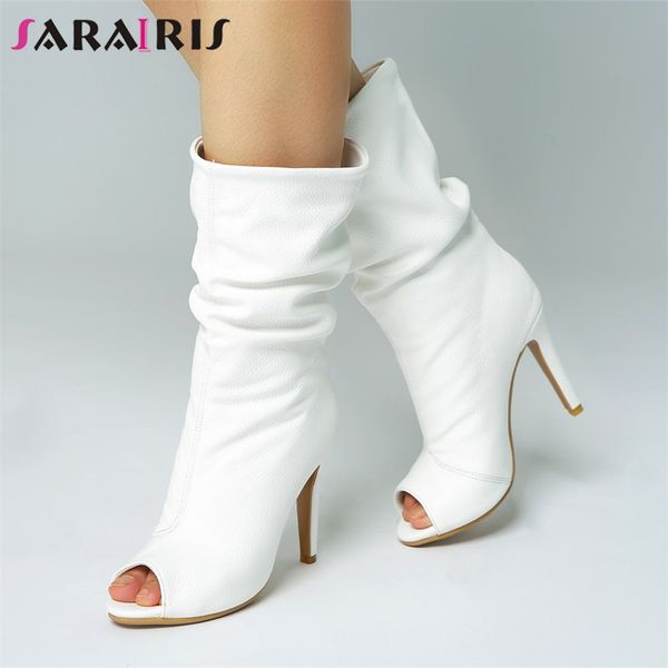 sarairis new solid peep toe thin high heels slip on shoes woman casual spring autumn mid calf boots white plus size 34-47, Black
sarairis new solid peep toe thin high heels slip on shoes woman casual spring autumn mid calf boots white plus size 34-47, Black