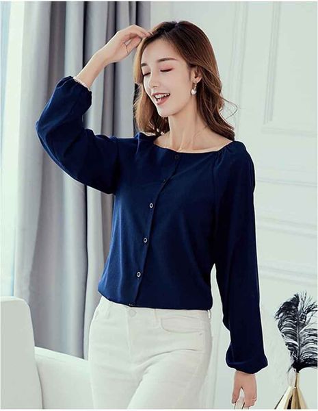 2019 spring and summer new fashion large size thin shirt ladies solid color shirt casual long-sleeved chiffon shirt, White
2019 spring and summer new fashion large size thin shirt ladies solid color shirt casual long-sleeved chiffon shirt, White
