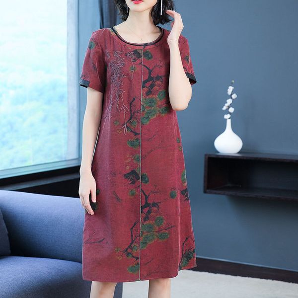 chinese-style silk important silk dress women's 2019 summer women's dress large size loose-fit elegant mom skirt, Red
chinese-style silk important silk dress women's 2019 summer women's dress large size loose-fit elegant mom skirt, Red