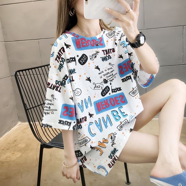 2020 xia chaohuo fashion letter printing round collar short sleeve female 2020 xia chaohuo fashion letter printing round collar t-shirt shor, White
2020 xia chaohuo fashion letter printing round collar short sleeve female 2020 xia chaohuo fashion letter printing round collar t-shirt shor, White