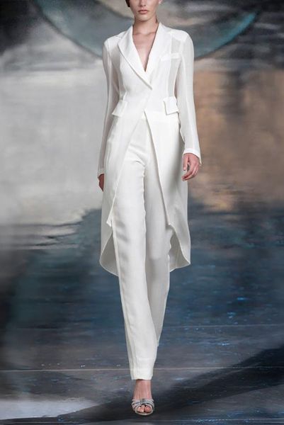 women's suits & blazers elegant white women blazer long jacket fashion ladies pantsuit costumes womens with pants custom made, White;black
women's suits & blazers elegant white women blazer long jacket fashion ladies pantsuit costumes womens with pants custom made, White;black