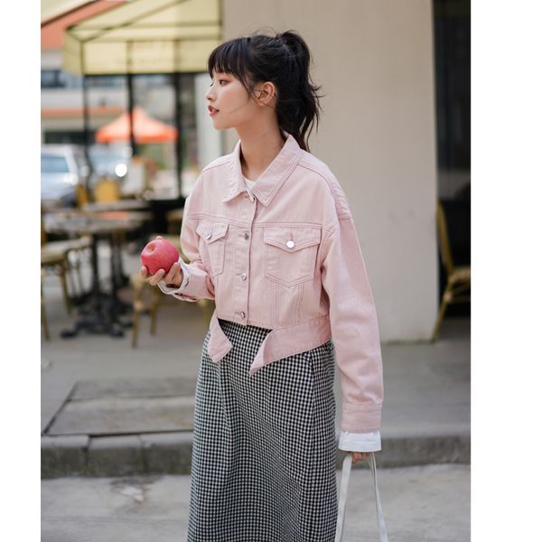 sweet girls lady pink denim jacket autumn long sleeve buttons pockets jeans coat women short outwear instagram crop jacket, Black;brown
sweet girls lady pink denim jacket autumn long sleeve buttons pockets jeans coat women short outwear instagram crop jacket, Black;brown