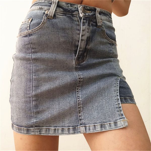 new summer women's short slit denim skirt skirt a-line high waist slimming anti - -out hip, Blue
new summer women's short slit denim skirt skirt a-line high waist slimming anti - -out hip, Blue