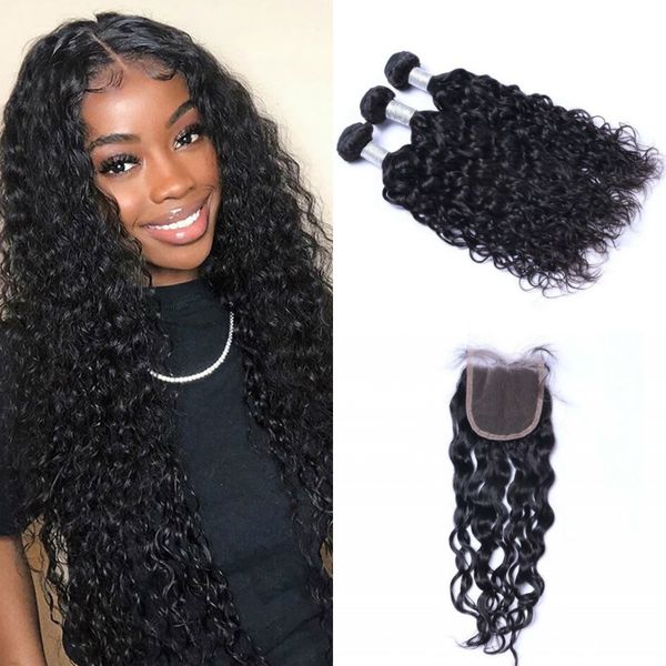 indian water wave bundles with closure part natural color human hair 3 bundles with 4*4 lace closure, Black;brown
indian water wave bundles with closure part natural color human hair 3 bundles with 4*4 lace closure, Black;brown