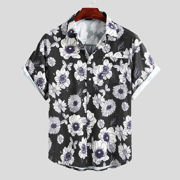 men's casual shirts men short sleeve lapel fashion loose summer hawaiian shirt buttons flower floral blouse streewear plus size, White;black
men's casual shirts men short sleeve lapel fashion loose summer hawaiian shirt buttons flower floral blouse streewear plus size, White;black