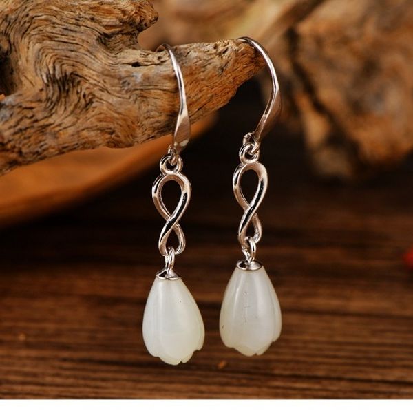 real s925 silver dangle earrings for women hetian jade red agate charm flower earrings drop hook gift, Golden;silver
real s925 silver dangle earrings for women hetian jade red agate charm flower earrings drop hook gift, Golden;silver