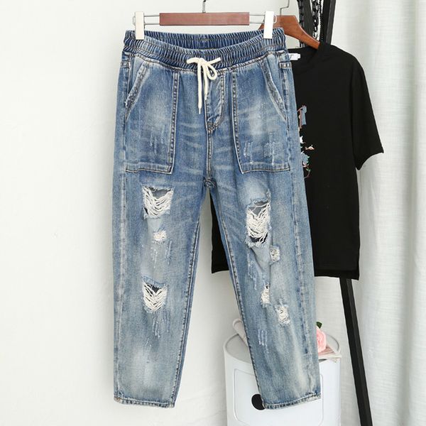 spring summer fashion loose plus size jeans women ripped hole denim pants ladies boyfriend high waist jeans for women, Blue
spring summer fashion loose plus size jeans women ripped hole denim pants ladies boyfriend high waist jeans for women, Blue
