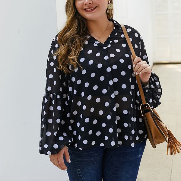 autumn large size women's polka dot shirt 5xl 6xl 7xl 8xl 9xl bust 148cm fashion shirt collar trumpet sleeves, White
autumn large size women's polka dot shirt 5xl 6xl 7xl 8xl 9xl bust 148cm fashion shirt collar trumpet sleeves, White