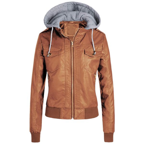 women slim leather jacket removable zipper caps hooded warm short coats outwear basic jackets hoodies coats zipper famale, Black;brown
women slim leather jacket removable zipper caps hooded warm short coats outwear basic jackets hoodies coats zipper famale, Black;brown