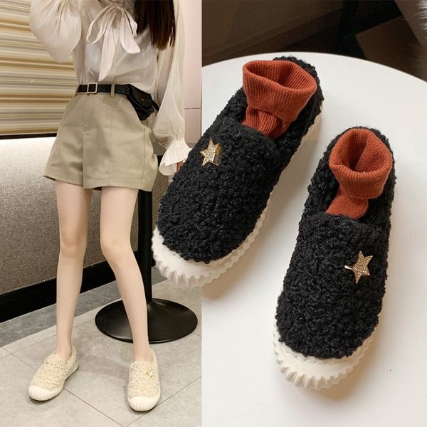 plush warm casual flat shoes autumn winter women slip on round toe loafers fashion rhinestone stars ladies platform cotton shoes, Black
plush warm casual flat shoes autumn winter women slip on round toe loafers fashion rhinestone stars ladies platform cotton shoes, Black