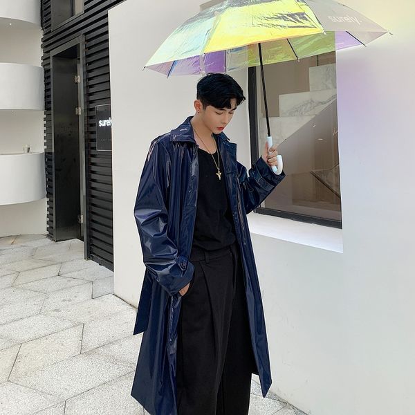men bright shining loose casual belt long trench coat male streetwear hip hop punk overcoat windbreaker jacket stage clothing, Tan;black
men bright shining loose casual belt long trench coat male streetwear hip hop punk overcoat windbreaker jacket stage clothing, Tan;black