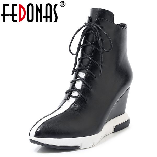 fedonas quality women genuine leather ankle boots fashion wedges party shoes woman cross-tied side zipper winter boots for women, Black
fedonas quality women genuine leather ankle boots fashion wedges party shoes woman cross-tied side zipper winter boots for women, Black