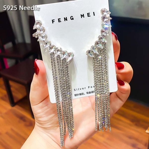 real 925 sterling silver needle long dangle earrings for women jewelry statement rhinestone female tassel drop earrings
real 925 sterling silver needle long dangle earrings for women jewelry statement rhinestone female tassel drop earrings