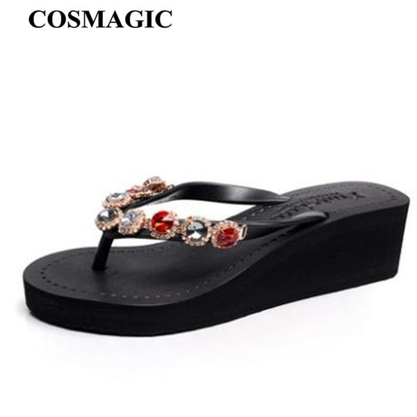 cosmagic fashion rhinestone flip flops wedge slippers 2019 new women summer beach platform crystal handmade med heel slide shoe, Black
cosmagic fashion rhinestone flip flops wedge slippers 2019 new women summer beach platform crystal handmade med heel slide shoe, Black