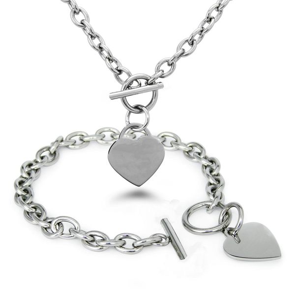 new fashion women jewelry set silver polished stainless steel heart chain necklace and bracelet set
new fashion women jewelry set silver polished stainless steel heart chain necklace and bracelet set