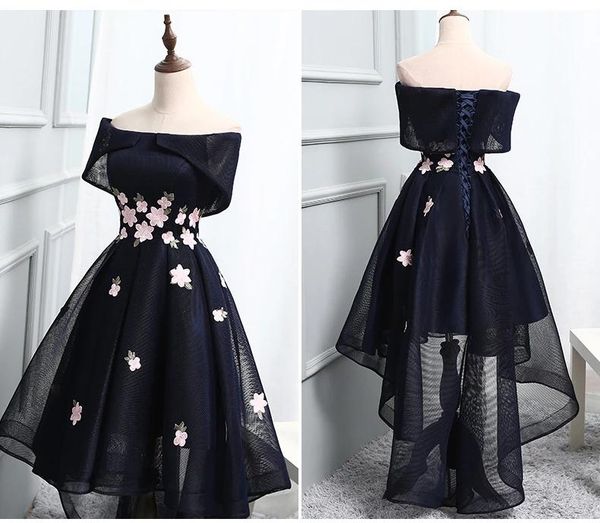 chic off-shoulder cap sleeve black party dress with handmade flowers high low homecoming dresses lace up back modest prom dresses
chic off-shoulder cap sleeve black party dress with handmade flowers high low homecoming dresses lace up back modest prom dresses