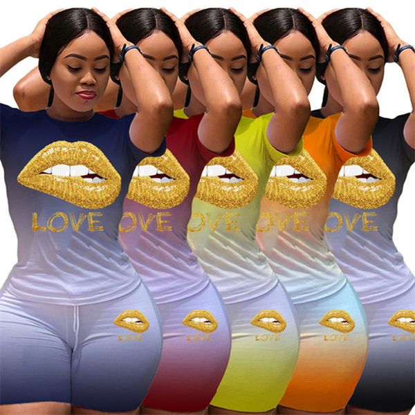 gradient love lips print shorts tracksuit fashion women two piece set short sleeve t shirt t-shirt + shorts outfits summer sports suit s-3xl, White
gradient love lips print shorts tracksuit fashion women two piece set short sleeve t shirt t-shirt + shorts outfits summer sports suit s-3xl, White