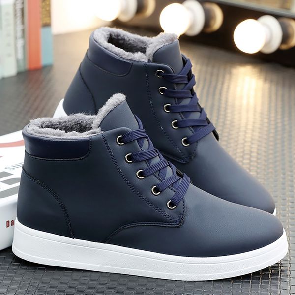 men's winter shoes lace up comfortable snow boots men rubber plush man ankle boots leather pu solid superstar, Black
men's winter shoes lace up comfortable snow boots men rubber plush man ankle boots leather pu solid superstar, Black