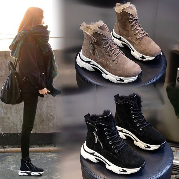 leather snow boots woman short plush 2020 new autumn winter boots women round head casual fashion high-cut lace-up warm, Black
leather snow boots woman short plush 2020 new autumn winter boots women round head casual fashion high-cut lace-up warm, Black