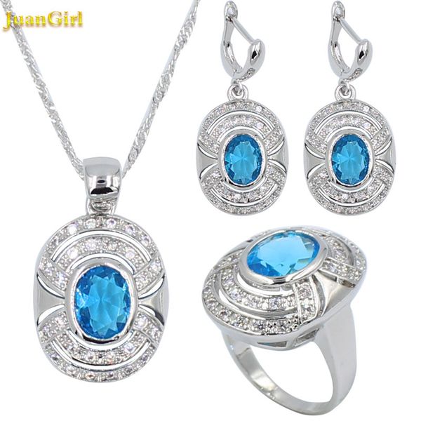 fashion wedding jewelry for women 925 silver jewelry sets light blue zircon necklaces pendant earrings with stone ring gift box
fashion wedding jewelry for women 925 silver jewelry sets light blue zircon necklaces pendant earrings with stone ring gift box