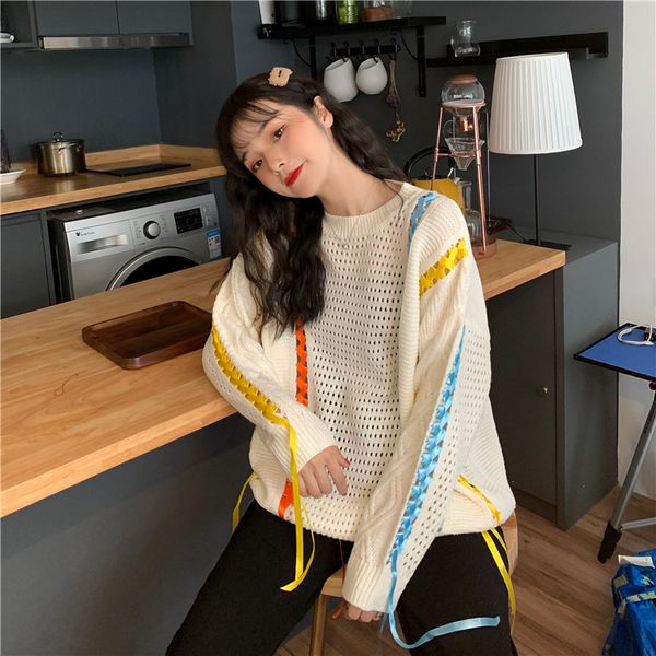 new ins ulzzang casual style loose o-neck pullovers hollow out knitted fashion brand autumn clothes women vetement femme, White;black
new ins ulzzang casual style loose o-neck pullovers hollow out knitted fashion brand autumn clothes women vetement femme, White;black