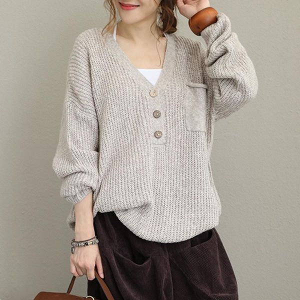 women casual loose lazy sweater solid color japan style daily knit pullover vintage v-neck sweaters streetwear female, White;black
women casual loose lazy sweater solid color japan style daily knit pullover vintage v-neck sweaters streetwear female, White;black