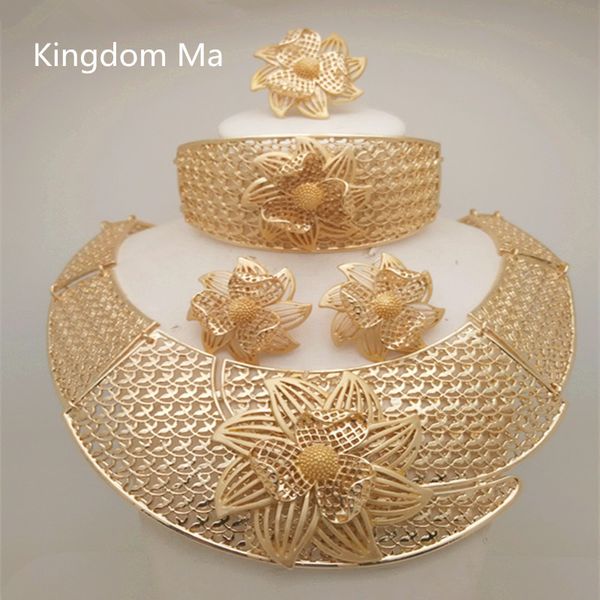 kingdom ma african nigerian wedding bridal big flower jewelry sets dubai gold color crystal necklace bracelet earrings ring set j190707, Silver
kingdom ma african nigerian wedding bridal big flower jewelry sets dubai gold color crystal necklace bracelet earrings ring set j190707, Silver