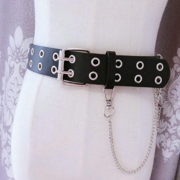 dropshipping women punk chain belt black double layer eyelet grommet pu leather pin buckle belt female ladies waist jeans belts, Black;brown
dropshipping women punk chain belt black double layer eyelet grommet pu leather pin buckle belt female ladies waist jeans belts, Black;brown
