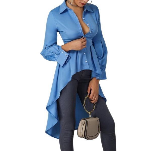 women spring autumn fashion tuxedo dresses clothing button long sleeve solid color blouse lantern sleeve shirts irregular dres, Black;pink
women spring autumn fashion tuxedo dresses clothing button long sleeve solid color blouse lantern sleeve shirts irregular dres, Black;pink