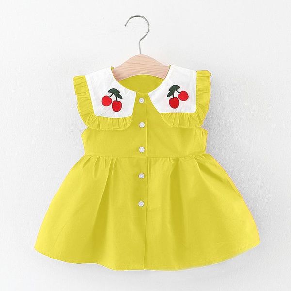 telotunydress toddler baby kids girls sleeveless peter pan collar print solid princess dresses clothes baby dress summer 2020may, Red;yellow
telotunydress toddler baby kids girls sleeveless peter pan collar print solid princess dresses clothes baby dress summer 2020may, Red;yellow