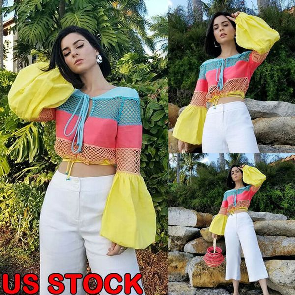womens fashion crew neck hollow out mesh crop bell sleeve casual blouse harajuku lace up shirt beachwear fmeale, White
womens fashion crew neck hollow out mesh crop bell sleeve casual blouse harajuku lace up shirt beachwear fmeale, White