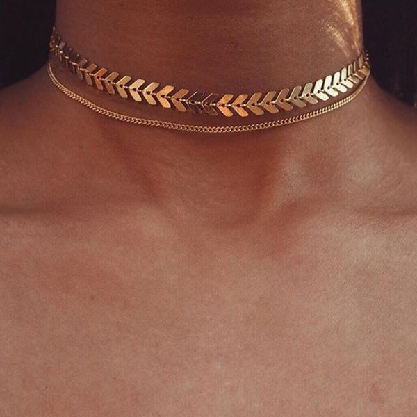 wholesale fashion fishbone collarbone chain double layer metal alloy golden silver sequined short necklace choker chain women jewelry gifts
wholesale fashion fishbone collarbone chain double layer metal alloy golden silver sequined short necklace choker chain women jewelry gifts