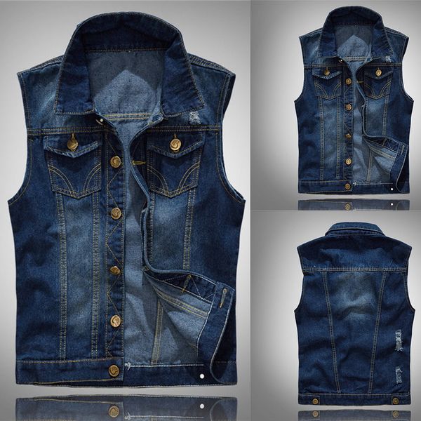 2019 men ripped jean sleeveless jacket men cotton oversize 6xl cowboy denim vest vintage denim jean vest hip hop streetwear, Black;white
2019 men ripped jean sleeveless jacket men cotton oversize 6xl cowboy denim vest vintage denim jean vest hip hop streetwear, Black;white