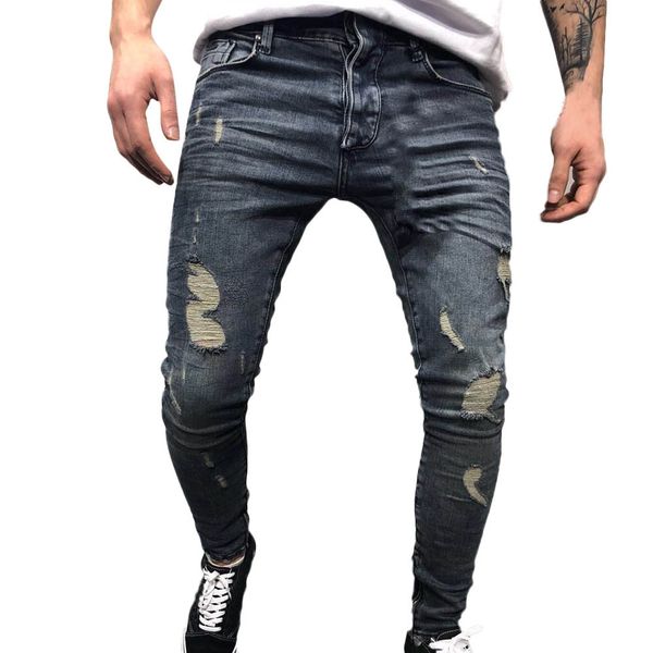 ripped jeans men's black jeans denim cotton straight ripped hole trousers distressed autumn pants drop shipping, Blue
ripped jeans men's black jeans denim cotton straight ripped hole trousers distressed autumn pants drop shipping, Blue