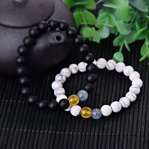 2pcs/set white and black natural stone bracelet couple jewelry fashion 8mm turquoise beads bracelets for men women gifts
2pcs/set white and black natural stone bracelet couple jewelry fashion 8mm turquoise beads bracelets for men women gifts