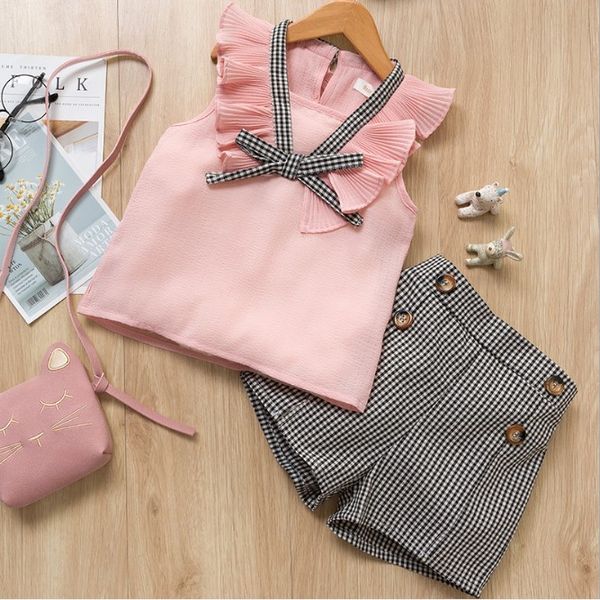 2019 new baby girls chiffon suits 2 pcs set summer korean kids vest+plaid short outfits children clothing sets design clothes, White
2019 new baby girls chiffon suits 2 pcs set summer korean kids vest+plaid short outfits children clothing sets design clothes, White