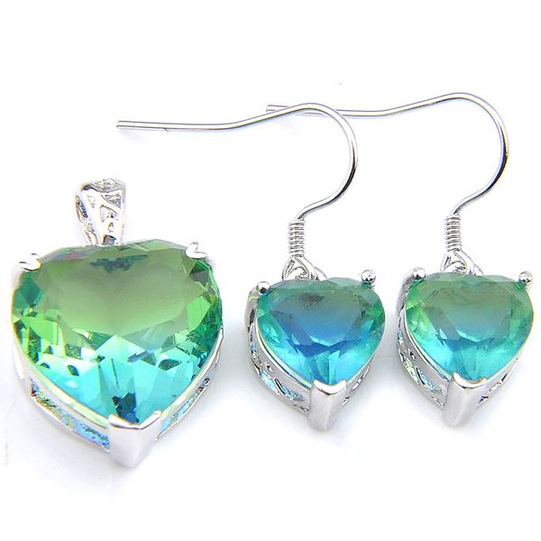 women 2 pcs set heart cut bi colored tourmaline gems 925 sterling silver plated crystal zircon solid bride dangle earring pendants jewelry, Slivery;golden
women 2 pcs set heart cut bi colored tourmaline gems 925 sterling silver plated crystal zircon solid bride dangle earring pendants jewelry, Slivery;golden
