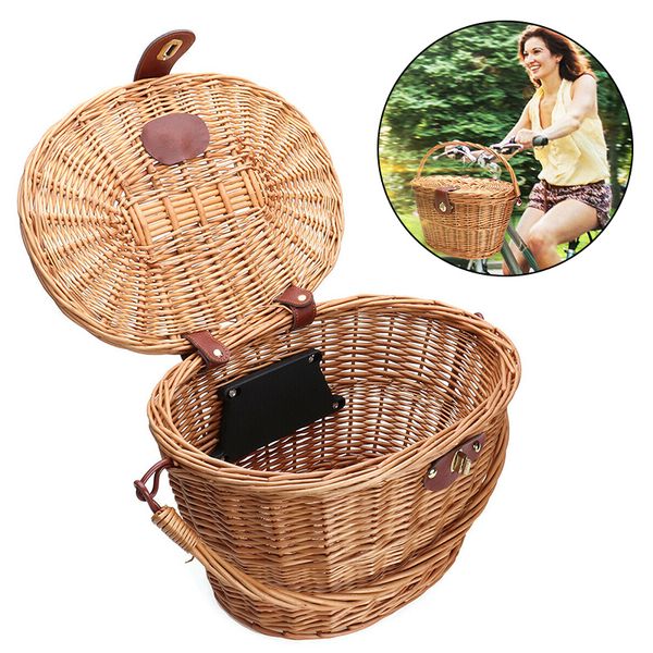 bicycle front basket wicker mtb road bike basket with leather belt handmade natural rattan bike storage cargo container
bicycle front basket wicker mtb road bike basket with leather belt handmade natural rattan bike storage cargo container