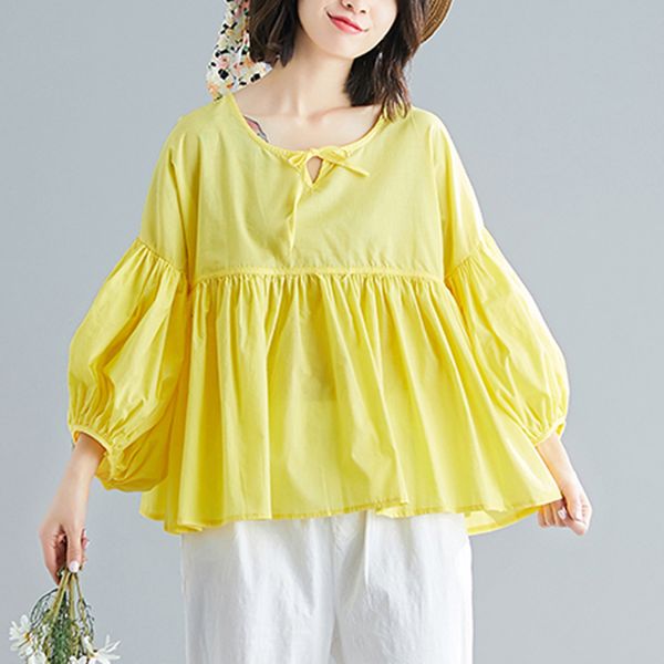 lanmrem 2020 new spring summer new candy color round collar nine quarter lantern sleeve loose big size shirt for women yj143, White
lanmrem 2020 new spring summer new candy color round collar nine quarter lantern sleeve loose big size shirt for women yj143, White
