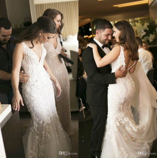 gorgeous lace tulle mermaid wedding dresses v neck backless boho beach robes de mariée sirène with beads country bridal gowns, White
gorgeous lace tulle mermaid wedding dresses v neck backless boho beach robes de mariée sirène with beads country bridal gowns, White
