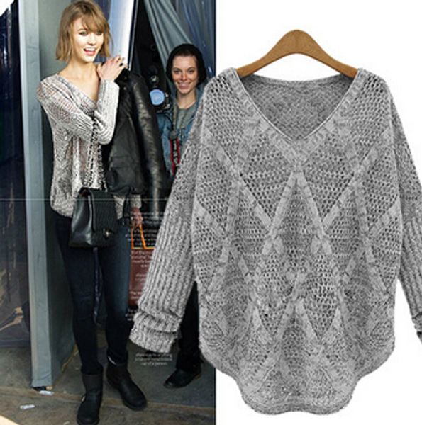 autumn/winter women loose sweaters batwing sleeve hollow out knitted outerwear brand desige celebrity womens pullovers, White;black
autumn/winter women loose sweaters batwing sleeve hollow out knitted outerwear brand desige celebrity womens pullovers, White;black