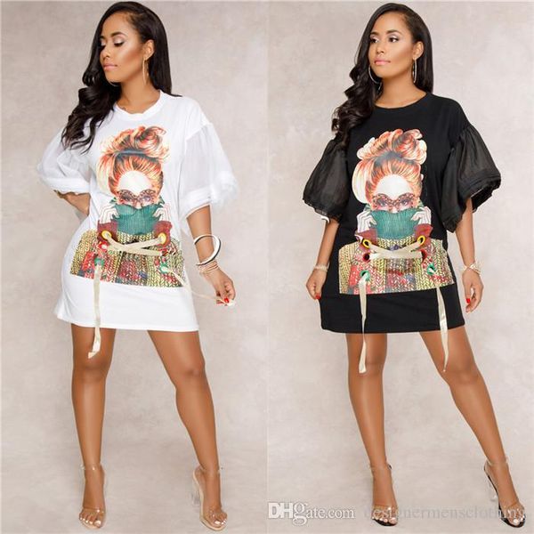 women summer dresses o-neck designer loose lantern sleeve dress women printed ribbon casual dresses female clothes, Black;gray
women summer dresses o-neck designer loose lantern sleeve dress women printed ribbon casual dresses female clothes, Black;gray