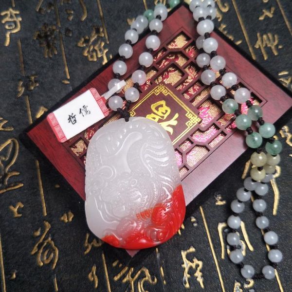 send a-level national certificate natural chicken blood jade carved red tiger pendant three-color pendant chain, Silver
send a-level national certificate natural chicken blood jade carved red tiger pendant three-color pendant chain, Silver