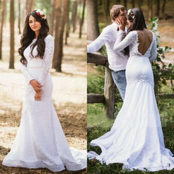 glamorous lace long sleeve mermaid open back wedding dress scoop neck sweep train bohemian beach bridal wedding gown, White
glamorous lace long sleeve mermaid open back wedding dress scoop neck sweep train bohemian beach bridal wedding gown, White