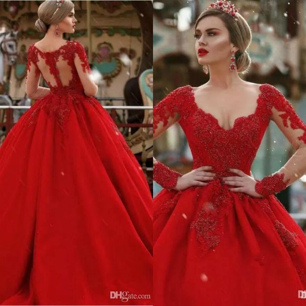 2020 red wedding dresses dubai arabic lace pearls appliques deep v neck bridal gowns sweep train long sleeves a line wedding dress, White
2020 red wedding dresses dubai arabic lace pearls appliques deep v neck bridal gowns sweep train long sleeves a line wedding dress, White