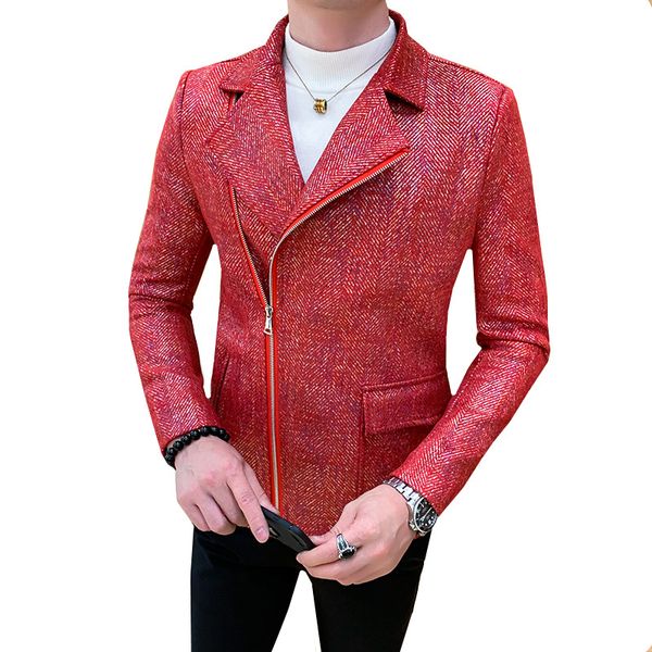 men's short windbreaker trend woolen coat autumn and winter korean version slim jacket youth handsome diagonal zipper wool coat, Black
men's short windbreaker trend woolen coat autumn and winter korean version slim jacket youth handsome diagonal zipper wool coat, Black