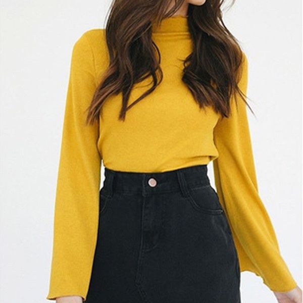 long flare sleeve womens casual and blouses office ladies high neck elegant fall work blouse, White
long flare sleeve womens casual and blouses office ladies high neck elegant fall work blouse, White