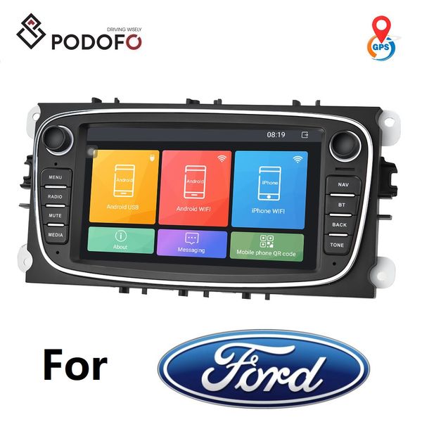 

podofo android 8.1 автомобильный dvd радио авторадио 7 " сенсорный экран gps навигация wifi mp5 bluetooth fm для ford focus mondeo c-max s-m